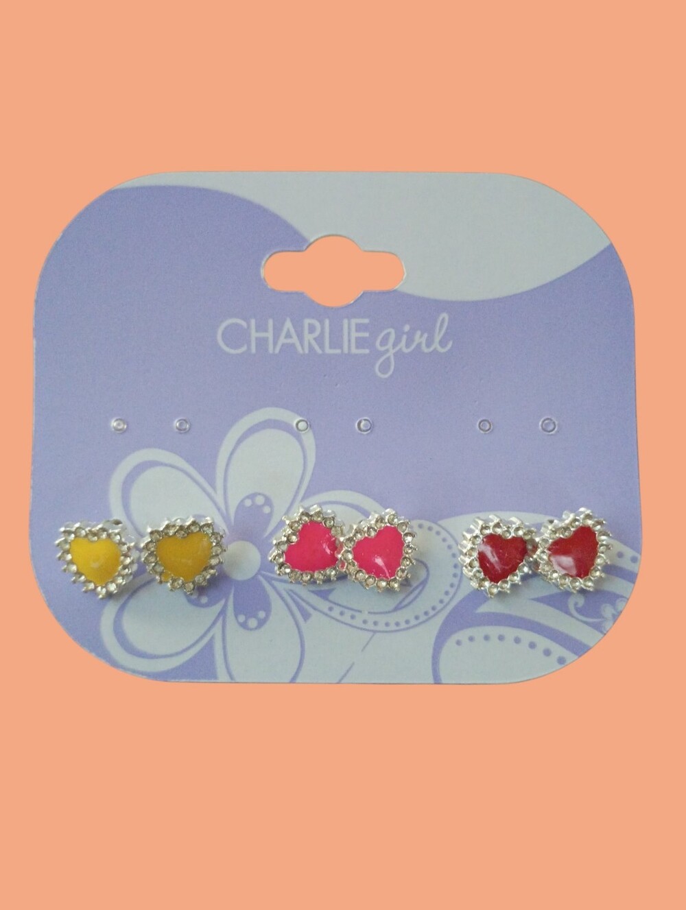 Heart Stud Earrings Colorful Rhinestone Heart Earrings CHARLIE Girl Set